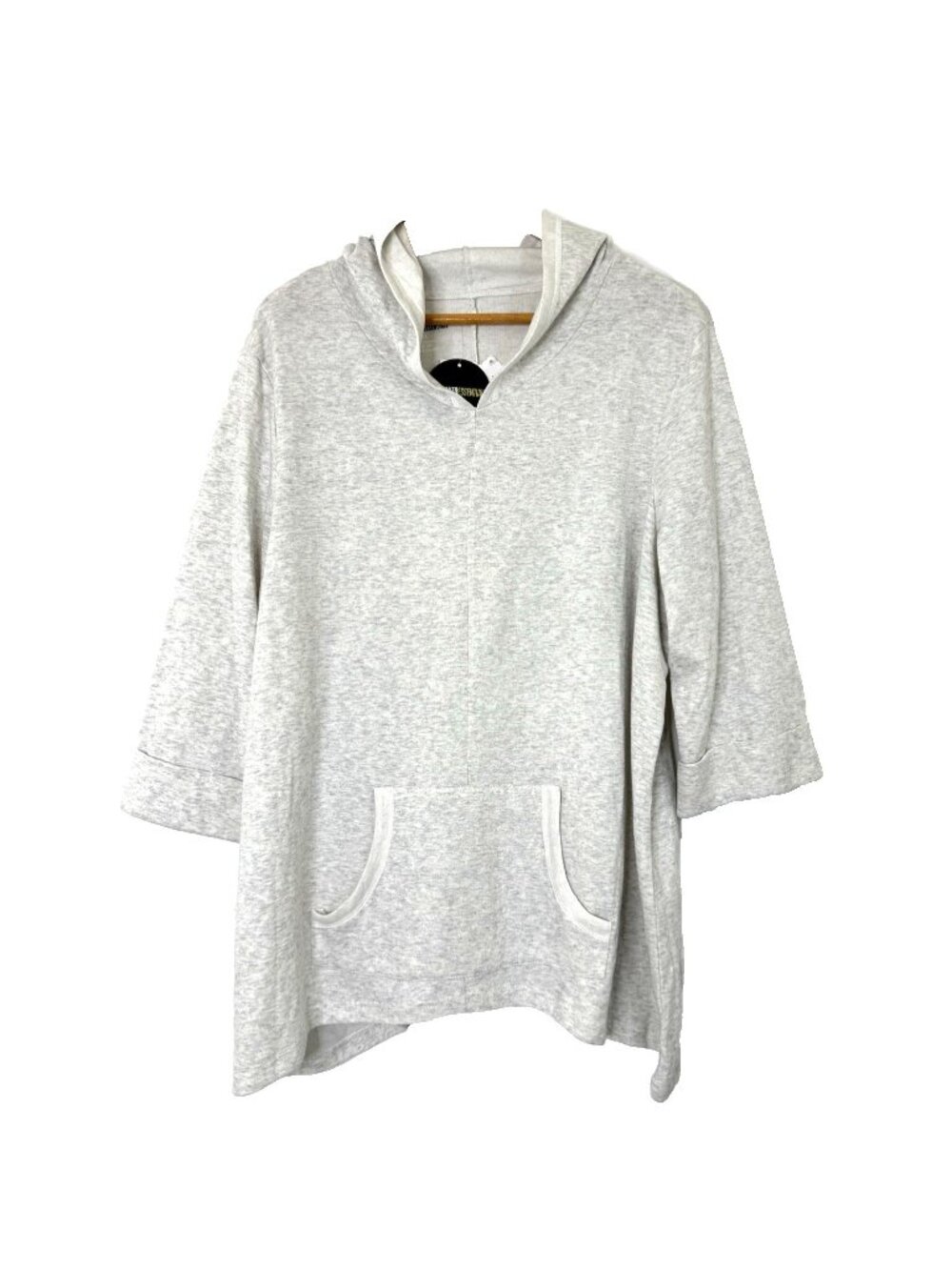 Style & Co Sport Relaxed Essentials Pullover Hooded Top Plus size 1X Light Grey